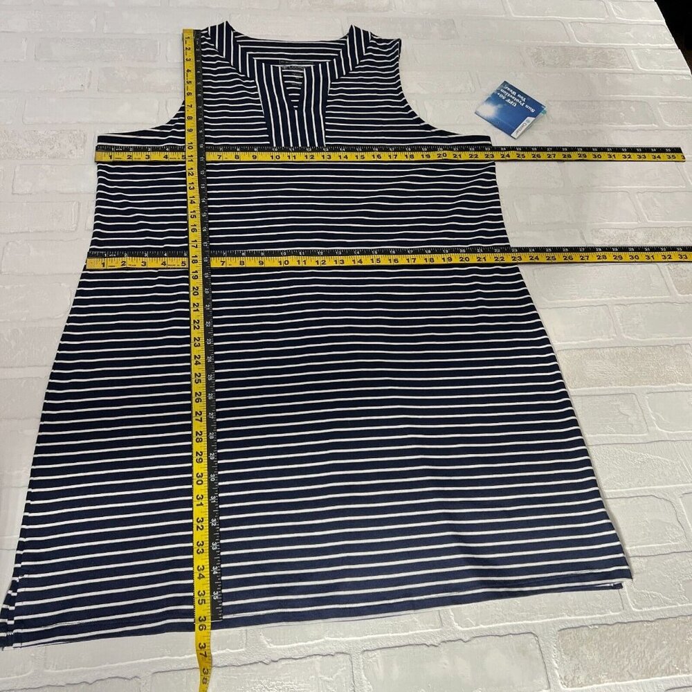 Coolibar Oceanside Tank Dress Womens XL Navy Blue Stripe Sleeveless UPF 50+ New - Picture 2 of 14
